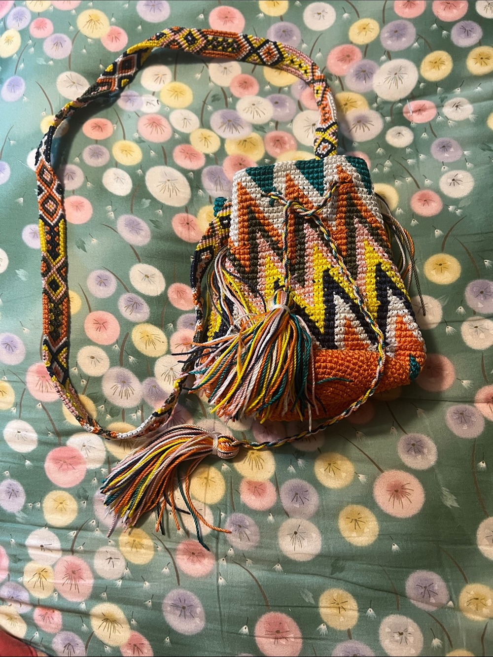 Handwoven Multicolor Chevron Crossbody Bag